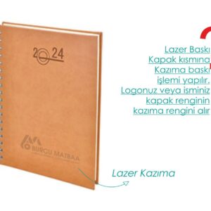 Spiralli ajanda lazer markalama örneği – kişiye özel tasarım