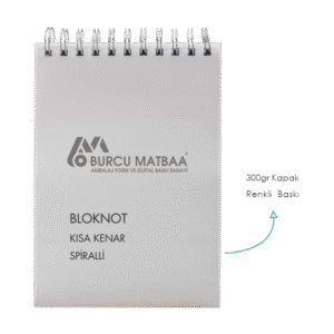 Kısa kenar spiralli kapaklı bloknot