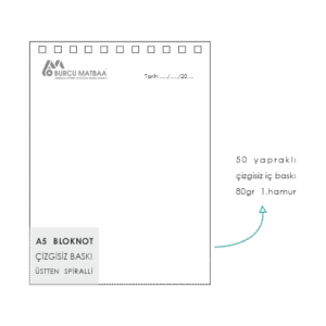 A5 çizgisiz spiralli bloknot tasarımı