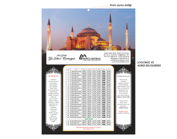 imsakiye baskı ayasofya temalı